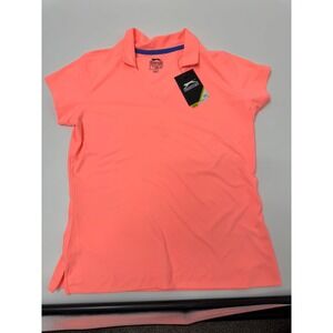 Slazenger Youth XL Golf Polo Shirt Coral V Neck Short Sleeve UPF 30